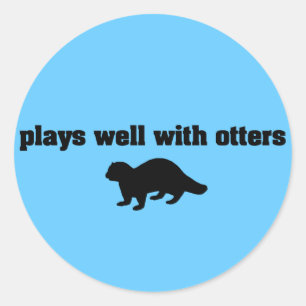 Sticker Rond Jeux bien avec des loutres