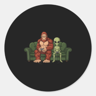 Sticker Rond Jeux vidéo Bigfoot Alien Sasquatch Ufo Hommes