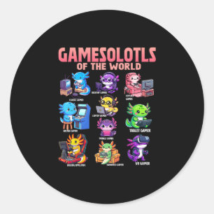 Sticker Rond Jeuxolotls Du Monde Divers Axolotl Joueur Ani