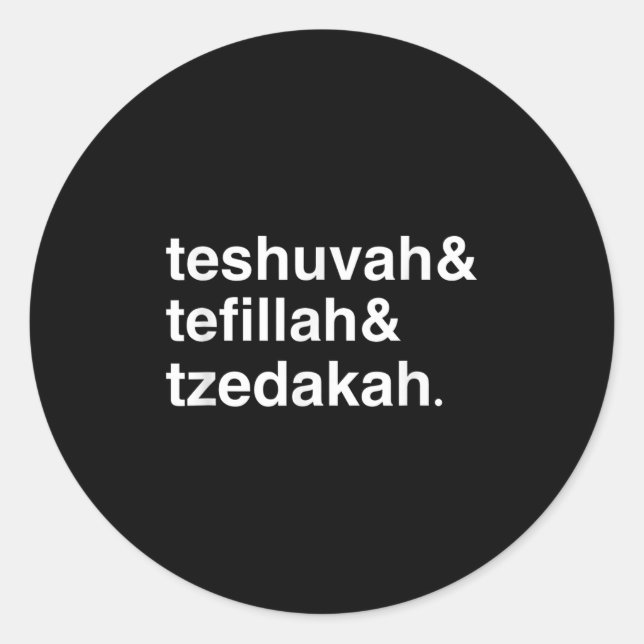 Sticker Rond Jewish New Year Yom Kippur Teshuvah Tefillah Tzeda (Devant)