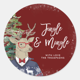 Sticker Rond jingle et mélanger le daim de noël