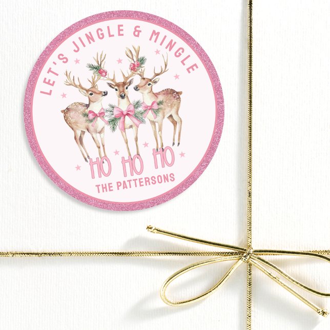 Sticker Rond Jingle et Mingle de rennes de Noël personnalisés (Créateur téléchargé)