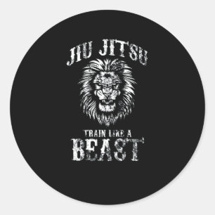 Sticker Rond Jiu Jitsu Train comme une bête BJJ détenue