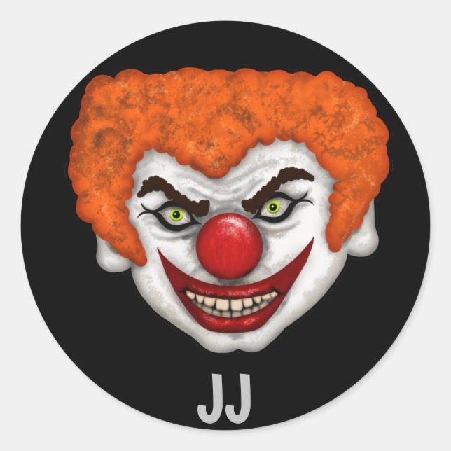 Sticker Rond JJ le clown Déplaisant | Halloween Fun (Devant)