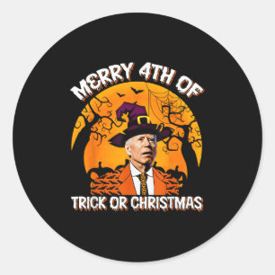 Sticker Rond Joe Biden Joyeux 4ème d'Halloween Farce ou Friandi
