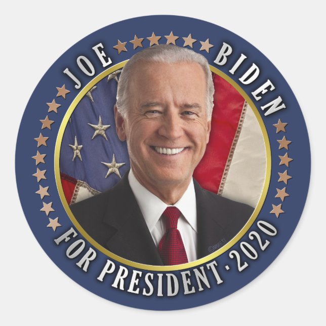 Sticker Rond Joe Biden pour le président démocrate 2020 Photo (Devant)