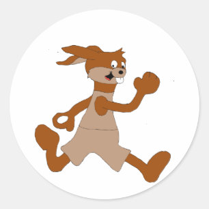 Sticker Rond Jogging Cartoon Rabbit