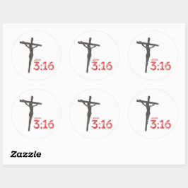 Sticker Rond John 3:16 Écriture et crucifix