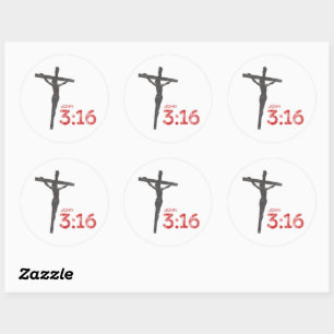 Sticker Rond John 3:16 Écriture et crucifix