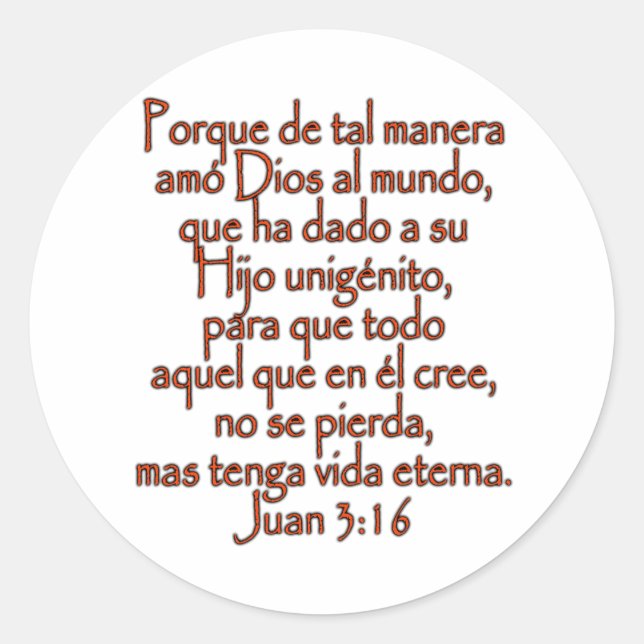 Sticker Rond John 3:16 Espagnol (Devant)
