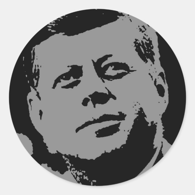 Sticker Rond John F. Kennedy silhouette noire et grise (Devant)