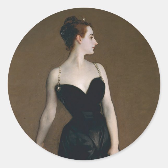 Sticker Rond John Singer Sargent Madame X Classic Portrait (Devant)