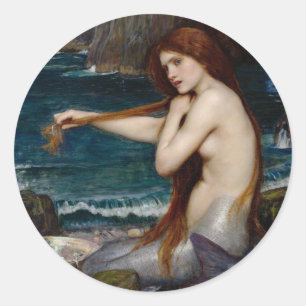 Sticker Rond John William Waterhouse Mermaid