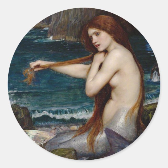 Sticker Rond John William Waterhouse Mermaid (Devant)