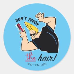 Sticker Rond Johnny Bravo Comb - Ne touchez pas les cheveux!