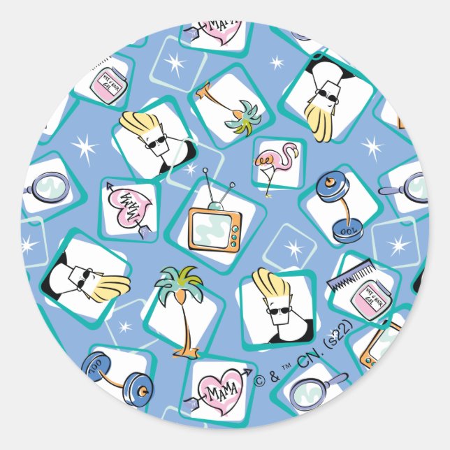 Sticker Rond Johnny Bravo Icon Pattern (Devant)