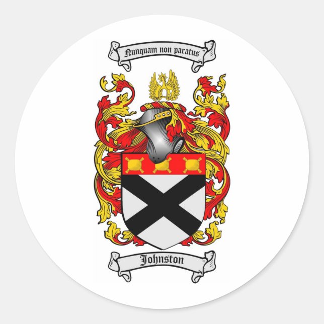 STICKER ROND JOHNSTON FAMILLE CREST - JOHNSTON COAT D'ARMES (Devant)