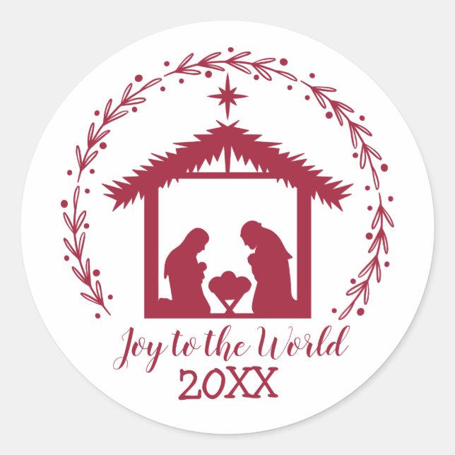 Sticker Rond Joie à la Nativité Rouge mondiale (Devant)