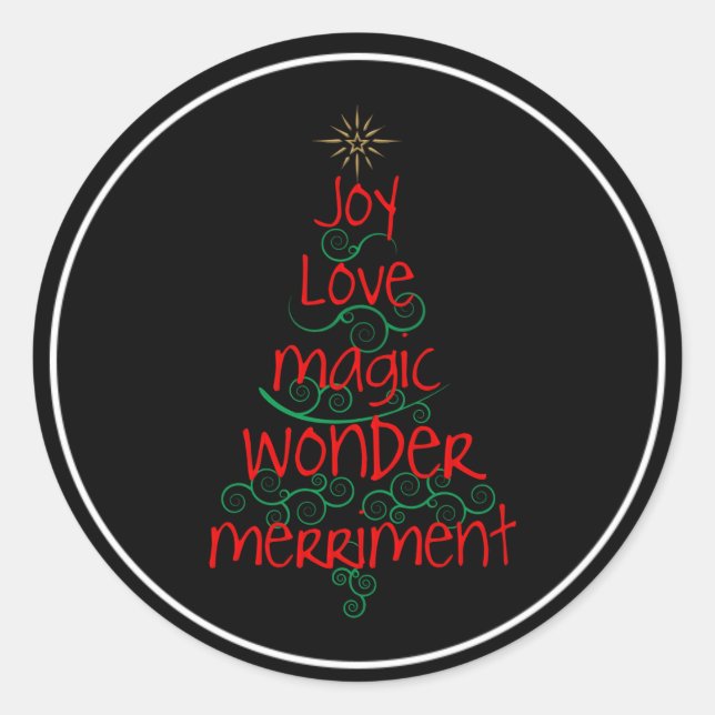Sticker Rond Joie ・ Amour ・ Magie ・ Merveille ・ Mercure (Devant)