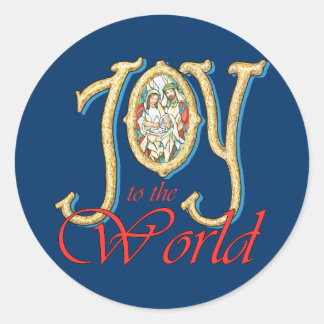 Sticker Rond Joie au monde avec la Nativité en verre tendu