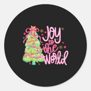 Sticker Rond Joie au monde Jésus chrétien arbre de Noël vacance