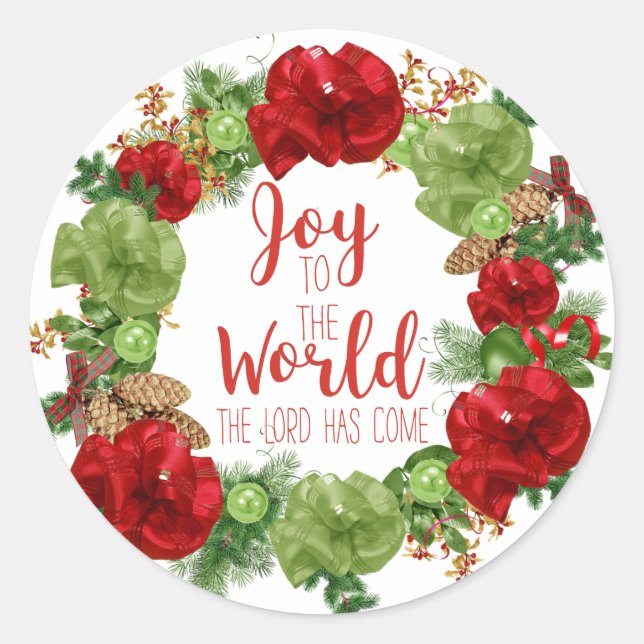 Sticker Rond Joie au monde, le Seigneur est venu Noël (Devant)