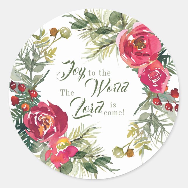 Sticker Rond Joie au monde Le Seigneur est venu, Noël (Devant)