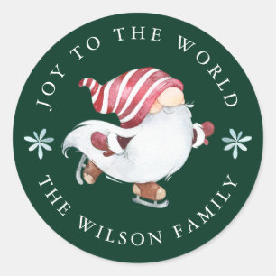 Sticker Rond Joie au Monde Patineur Nisse Gnome