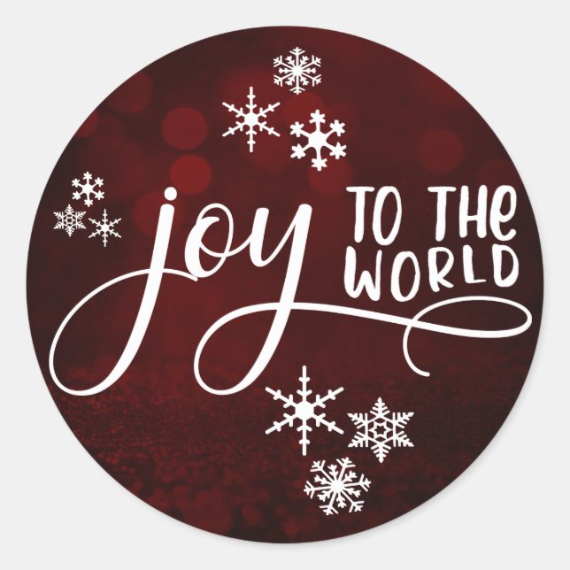 Sticker Rond Joie au monde Typographie et Snowflakes 2 (Devant)