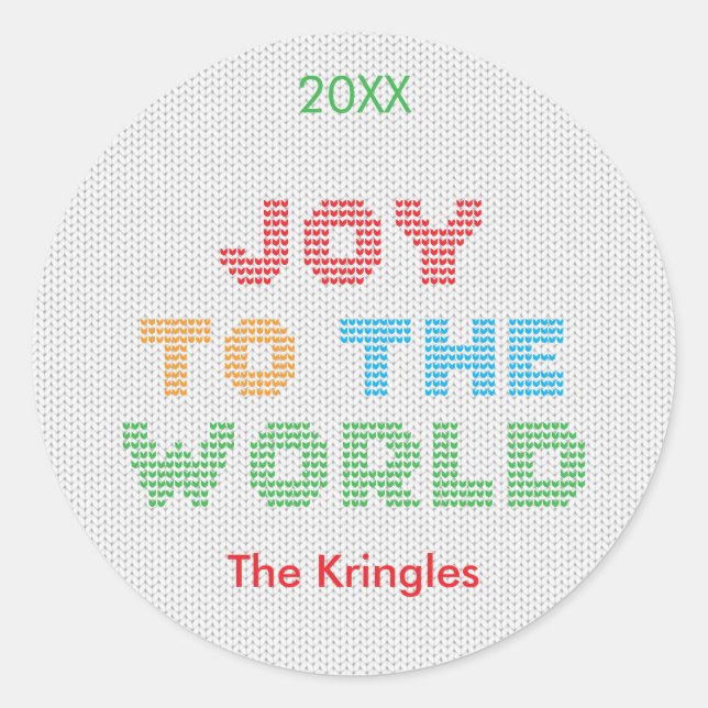 Sticker Rond Joie Au Monde Typographie Noël (Devant)