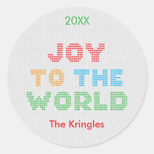 Sticker Rond Joie Au Monde Typographie Noël