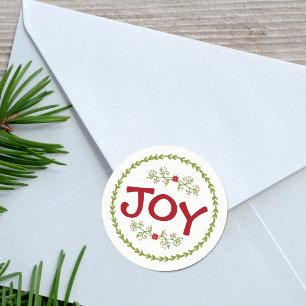 Sticker Rond JOIE avec Holiday Greens