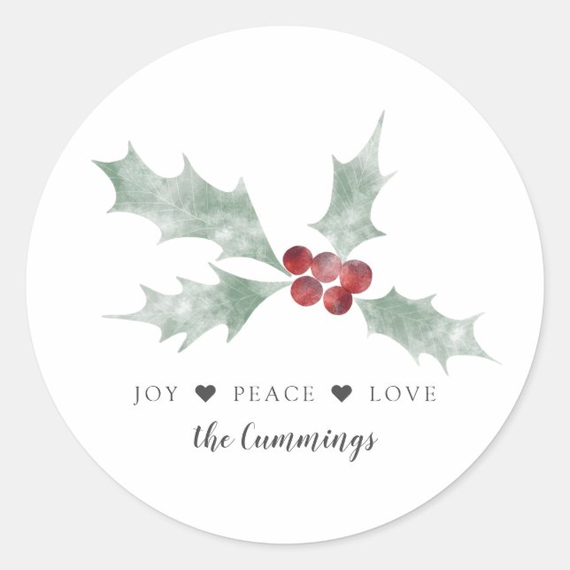 Sticker Rond Joie de gui Paix Amour Noël (Devant)