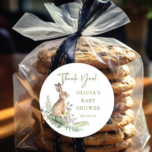 Sticker Rond Joie de la Nature Baby Shower Lapin