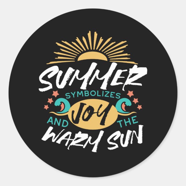 Sticker Rond Joie d'été - Chaleureux soleil et bonheur (Devant)