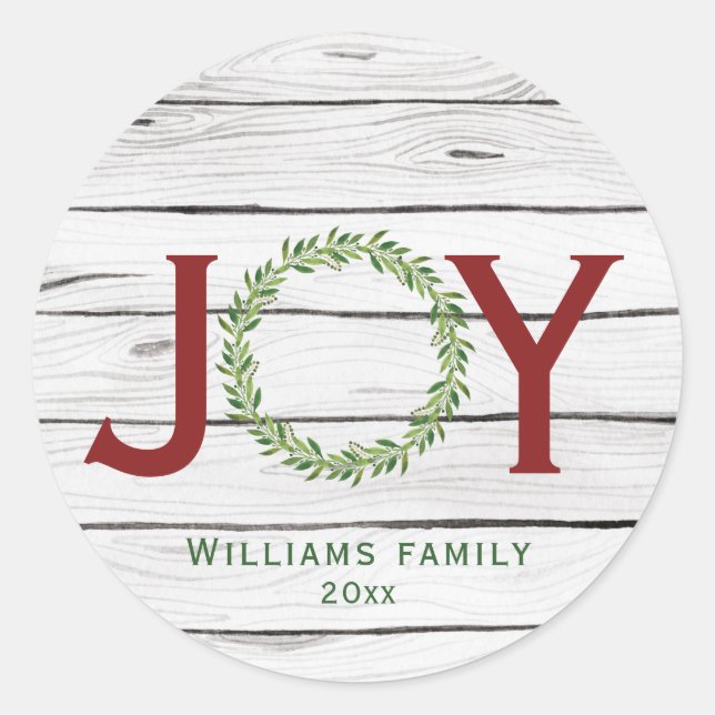Sticker Rond Joie hiver Wreath Famille Noël (Devant)