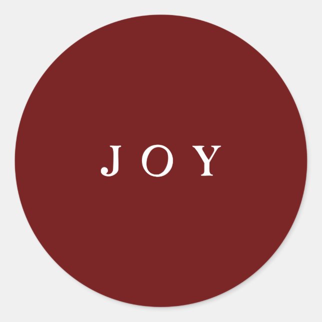 Sticker Rond JOIE Typographie Rouge Simple Vacances Modernes (Devant)