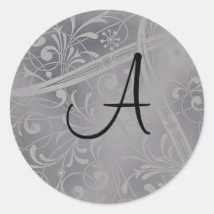 Sticker Rond Joint argenté d'enveloppe de monogramme