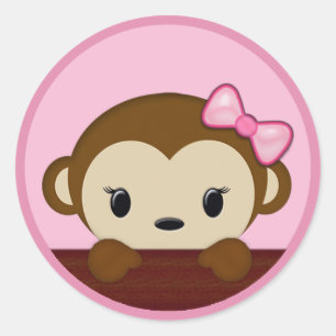 Sticker Rond Joint de FILLE de ROSE de point de polka de baby