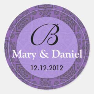 Sticker Rond Joint d'enveloppe de date de marié de jeune mariée