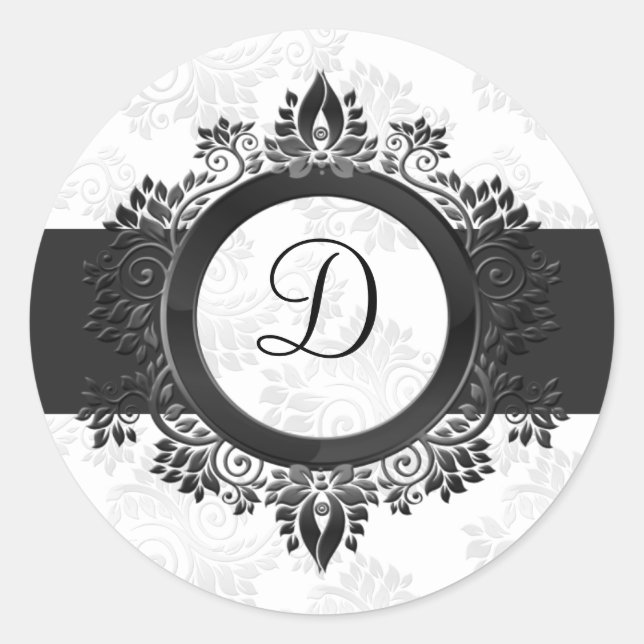 Sticker Rond joint d'enveloppe monographique en argent (Devant)