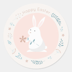 Sticker Rond Joint floral simple d'autocollant du lapin de