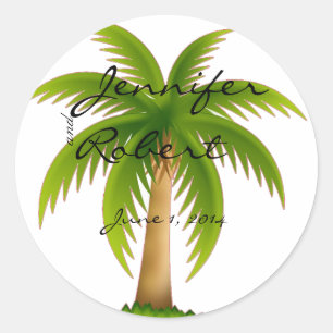 Sticker Rond Joint tropical d'enveloppe de palmier