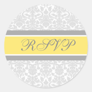 Sticker Rond Joints d'enveloppe de mariage damassé RSVP de
