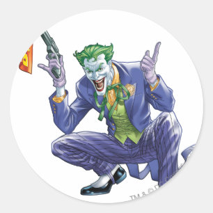 Sticker Rond Joker avec fausse arme