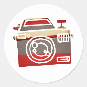 Sticker Rond Joli amour de l'appareil photo coeur graphisme pho