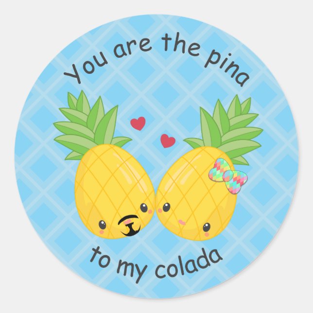 Sticker Rond Joli ananas Tropical Pina Colada Romantique (Devant)
