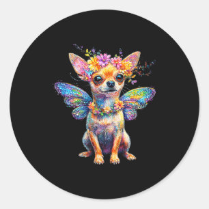 Sticker Rond Joli ange de chien Chihuahua avec des ailes
