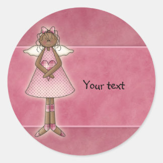 Sticker Rond Joli Ange de la campagne avec coeur