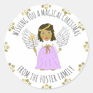 Sticker Rond Joli ange vous souhaite un joyeux Noël